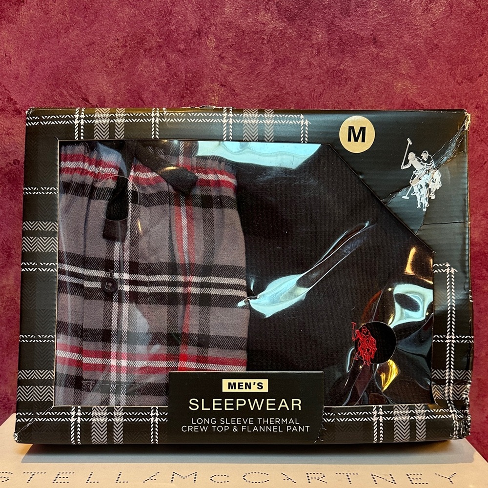 U.S.Polo Assn long sleeve Men's Sleepwear Set - Black and Plaid,Panama set